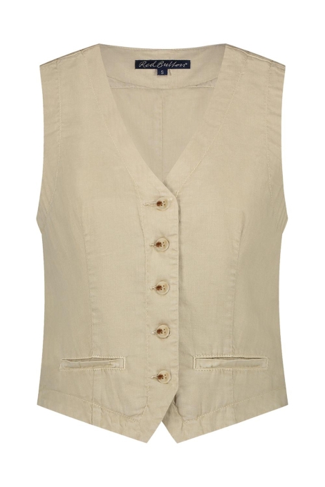 Red Button waistcoat cotton linen